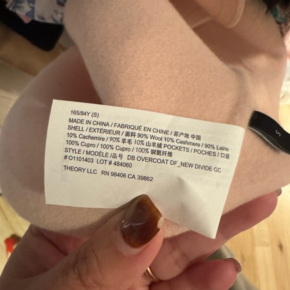 Theory DB Overcoat New Blush New Divide Size S - Picture 9 of 9